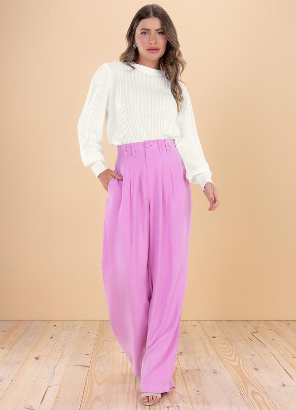 Angel - Calça Wide Alfaiataria Rosa 3