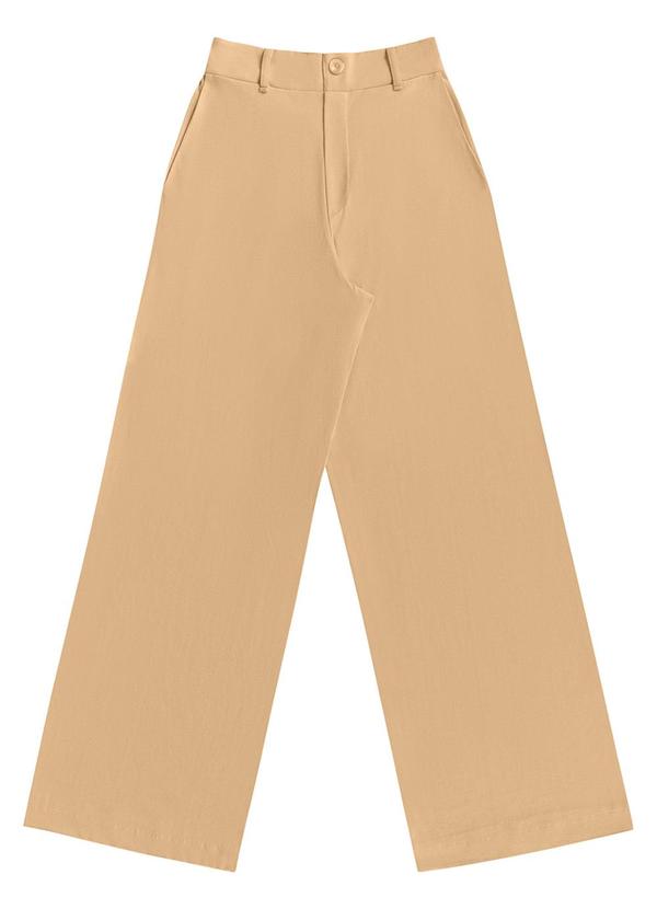 Angel - Calça Wide Leg Alfaiataria Malhão Bege