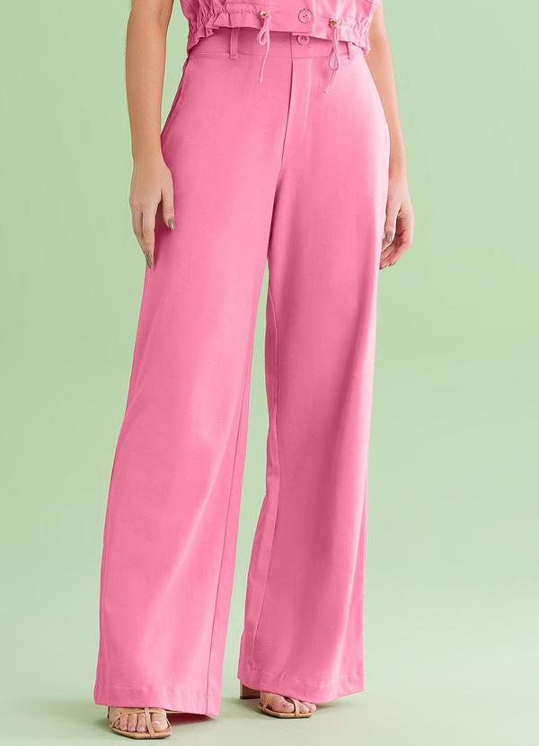 Angel - Calça Wide Leg Alfaiataria Malhão Rosa