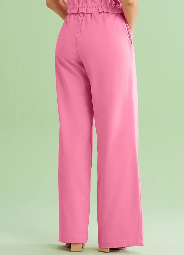 Angel - Calça Wide Leg Alfaiataria Malhão Rosa 2