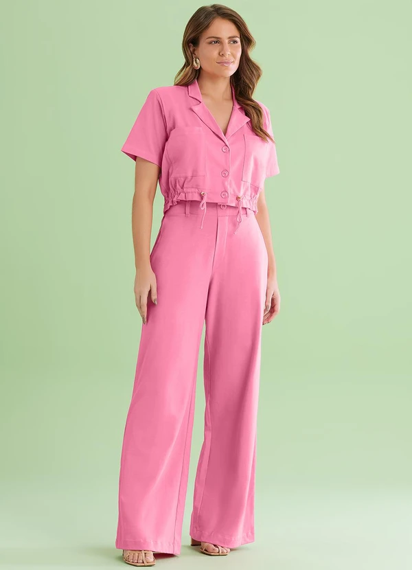 Angel - Calça Wide Leg Alfaiataria Malhão Rosa 3