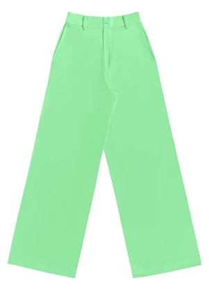 Angel - Calça Wide Leg Alfaiataria Malhão Verde - ANGEL