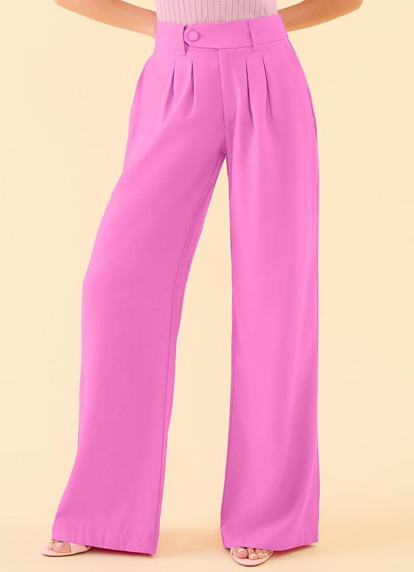 Angel - Calça Wide Leg Alfaiataria Rosa 1