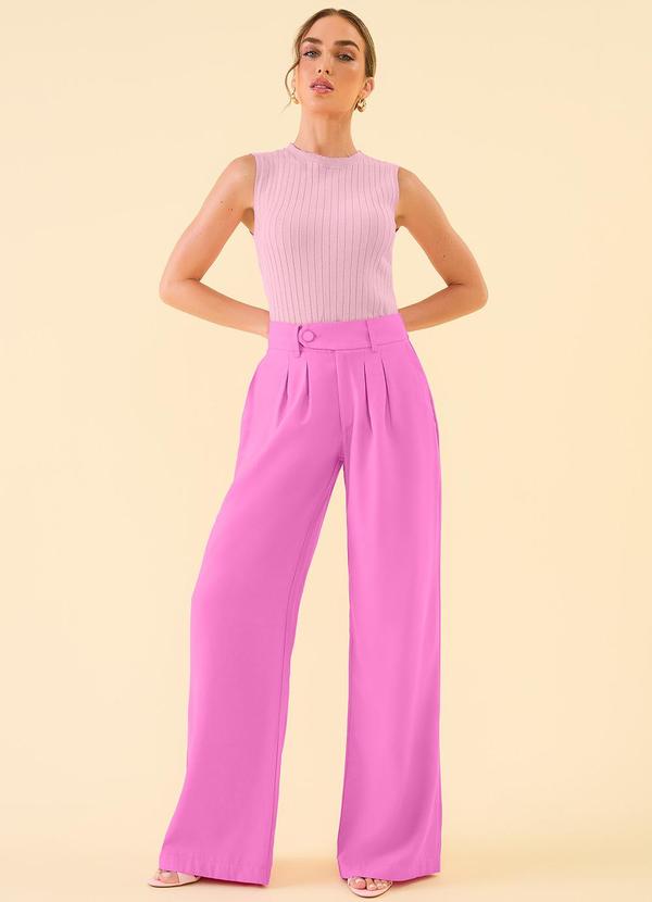 Angel - Calça Wide Leg Alfaiataria Rosa 3
