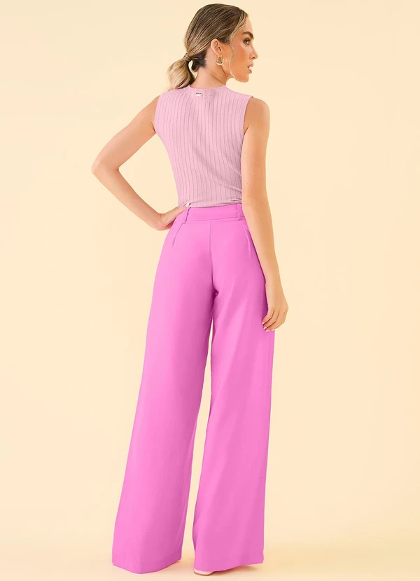 Angel - Calça Wide Leg Alfaiataria Rosa 4