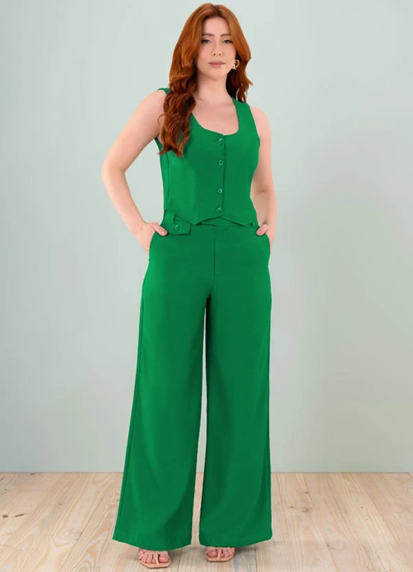 Angel - Calça Wide Leg Alfaiataria Verde 3