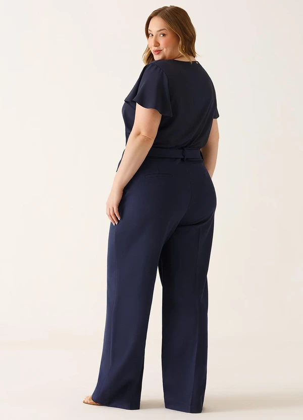 Principessa - Calça Wide Leg de Alfaiataria Plus Size Marinho Índigo Cora 2