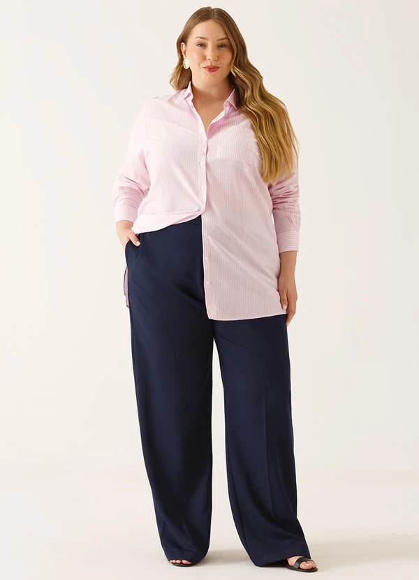Principessa - Calça Wide Leg de Alfaiataria Plus Size Marinho Índigo Cora 4