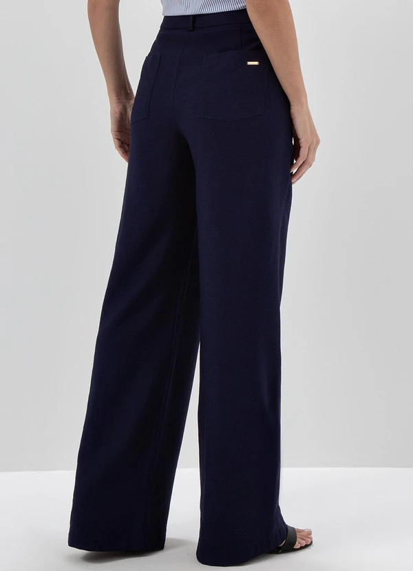 Principessa - Calça Wide Leg de Alfaiataria em Viscose Marinho Giuly 2