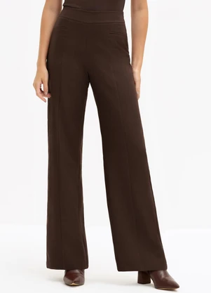 Principessa - Calça Wide Leg de Alfaiataria Beatriz Marrom - PRINCIPESSA