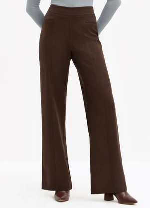 Principessa - Calça Wide Leg de Alfaiataria Marrom Brienne - PRINCIPESSA