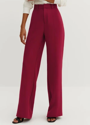 Principessa - Calça Wide Leg de Alfaiataria com Nervura Greice Vermelho - PRINCIPESSA