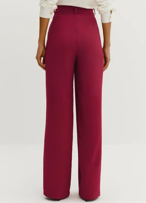 Principessa - Calça Wide Leg de Alfaiataria com Nervura Greice Vermelho - PRINCIPESSA
