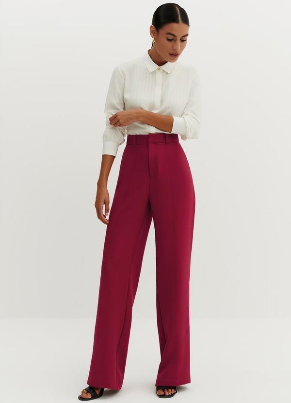 Principessa - Calça Wide Leg de Alfaiataria com Nervura Greice Vermelho 3