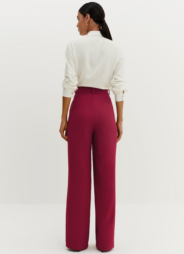 Principessa - Calça Wide Leg de Alfaiataria com Nervura Greice Vermelho 4
