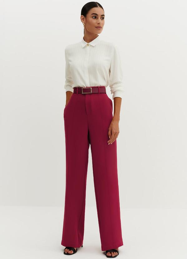 Principessa - Calça Wide Leg de Alfaiataria com Nervura Greice Vermelho 5