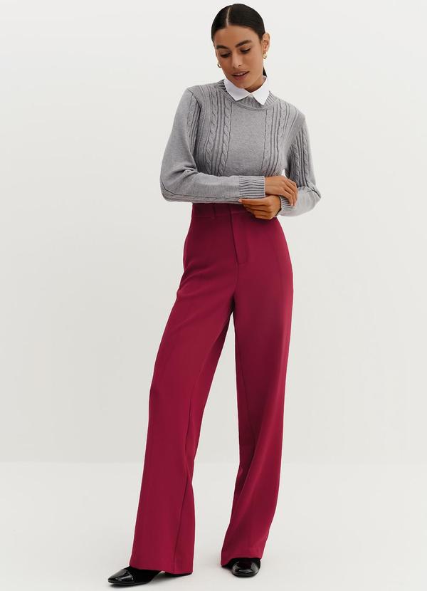 Principessa - Calça Wide Leg de Alfaiataria com Nervura Greice Vermelho 6