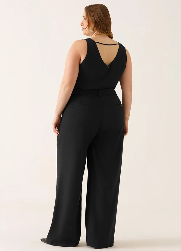 Principessa - Calça Wide Leg de Alfaiataria Plus Size Preta Evelyn 4