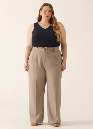 Principessa - Calça Wide Leg de Alfaiataria Lorde Mocha Mousse - PRINCIPESSA