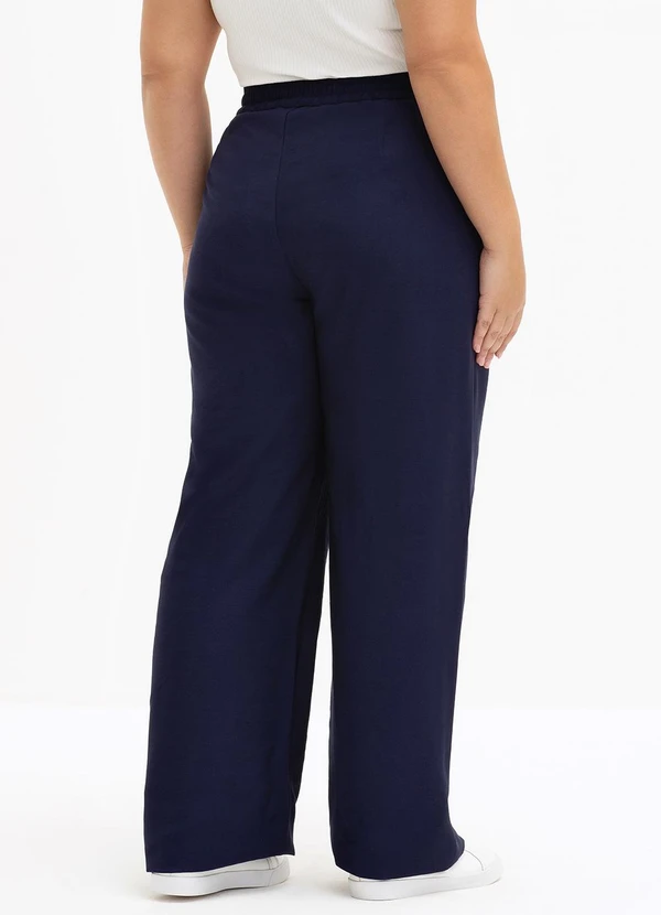 Principessa - Calça Wide Leg de Alfaiataria em Viscose Plus Size Marinho Madá 2