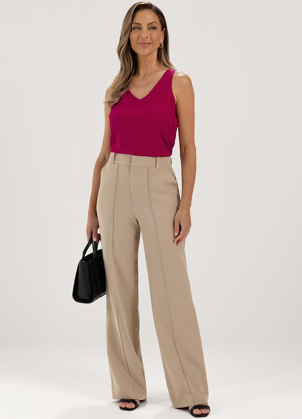 Principessa - Calça Wide Leg de Alfaiataria Nude Maurina 3