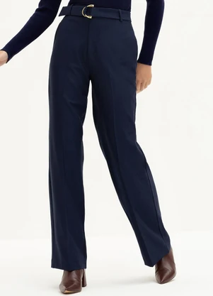 Principessa - Calça Wide Leg de Alfaiataria Marinho Índigo Valci - PRINCIPESSA