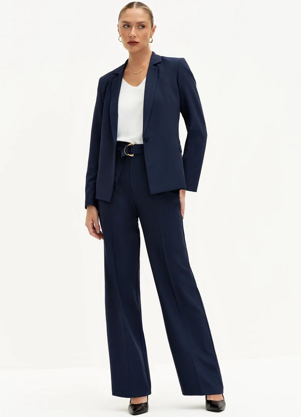 Principessa - Calça Wide Leg de Alfaiataria Marinho Índigo Valci 5