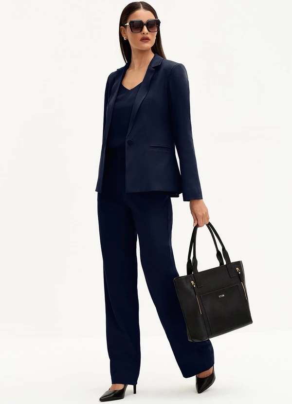 Principessa - Calça Wide Leg de Alfaiataria Marinho Índigo Valci 8