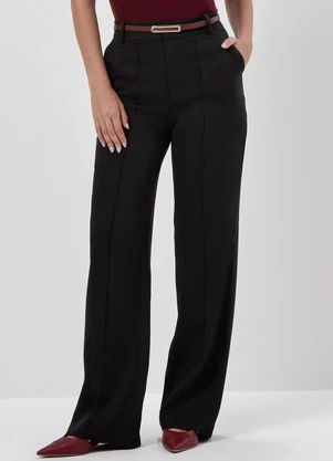 Principessa - Calça Wide Leg de Alfaiataria Preto Zenilda - PRINCIPESSA