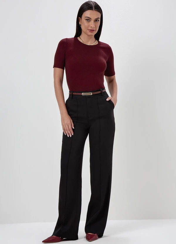 Principessa - Calça Wide Leg de Alfaiataria Preto Zenilda 3