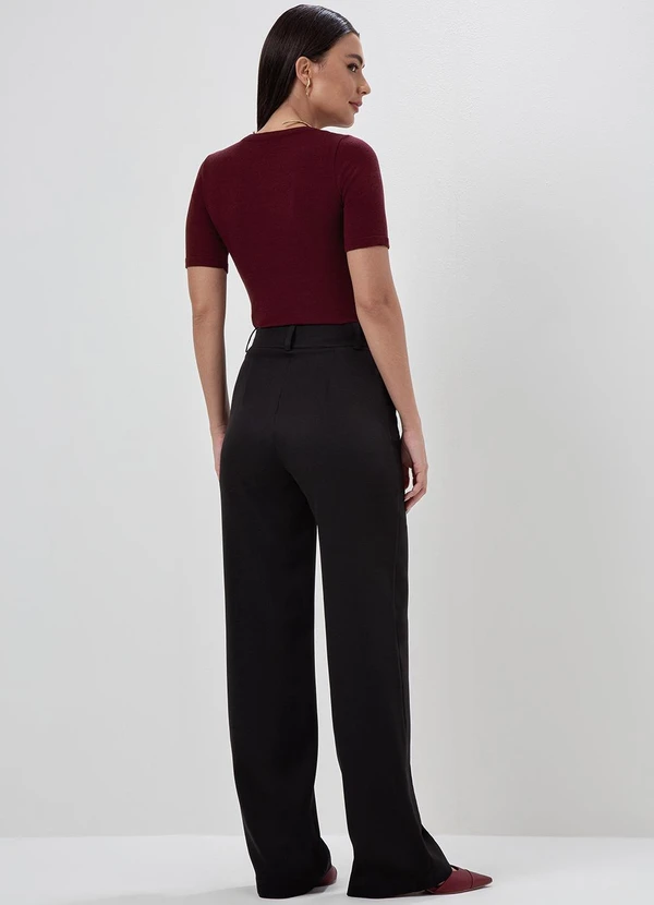 Principessa - Calça Wide Leg de Alfaiataria Preto Zenilda 4