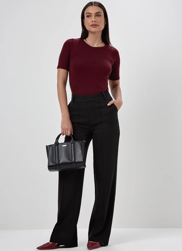 Principessa - Calça Wide Leg de Alfaiataria Preto Zenilda 5