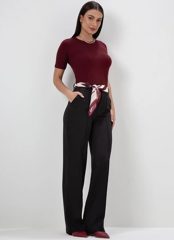 Principessa - Calça Wide Leg de Alfaiataria Preto Zenilda 6