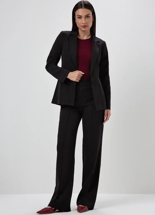 Principessa - Calça Wide Leg de Alfaiataria Preto Zenilda 7