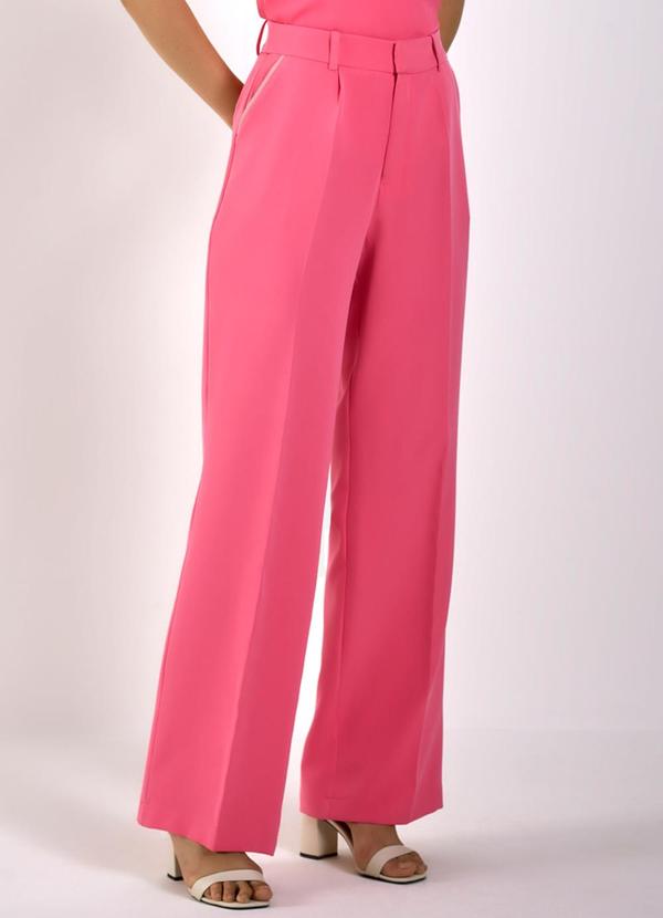 Principessa - Calça Wide Leg de Alfaiataria Rosa Goiaba Bea Rosa