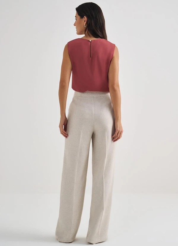 Principessa - Calça Wide Leg de Linho Natural Briele 5