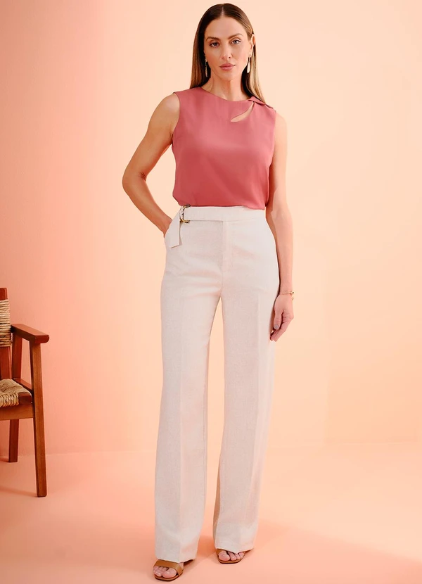 Principessa - Calça Wide Leg de Linho Natural Briele 3