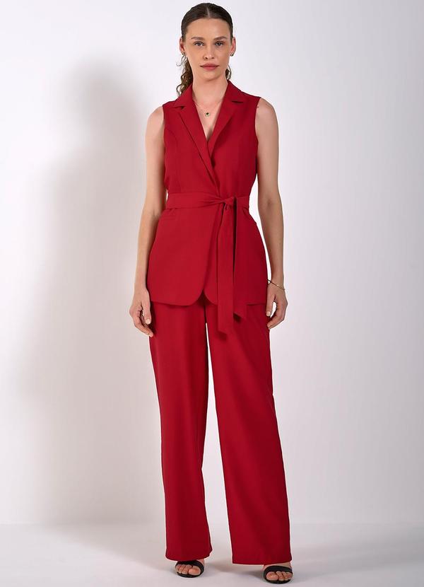 Principessa - Calça Wide Leg de Viscose Vermelho Beverly Vermelho 3