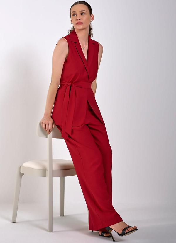 Principessa - Calça Wide Leg de Viscose Vermelho Beverly Vermelho 5