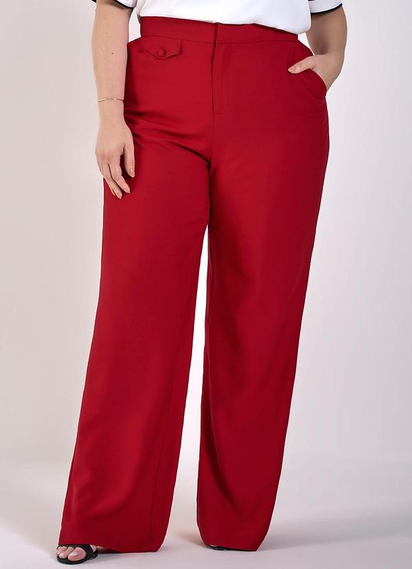 Principessa - Calça Wide Leg de Viscose Vermelho Beverly Vermelho 6