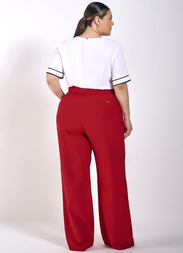 Principessa - Calça Wide Leg de Viscose Vermelho Beverly Vermelho 9