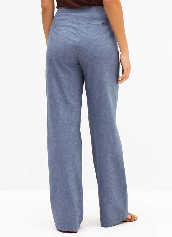 Principessa - Calça Wide Leg em Algodão Azul Médio Francesca 2