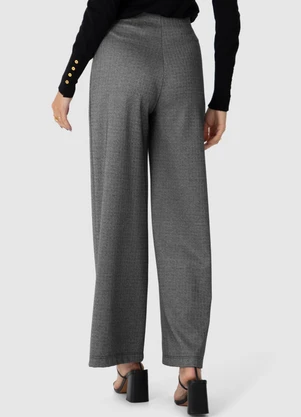 Malwee - Calça Wide Leg em Jacquard Preto - MALWEE