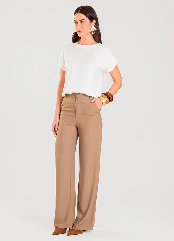 Select - Calça Wide Leg Feminina Marrom 3