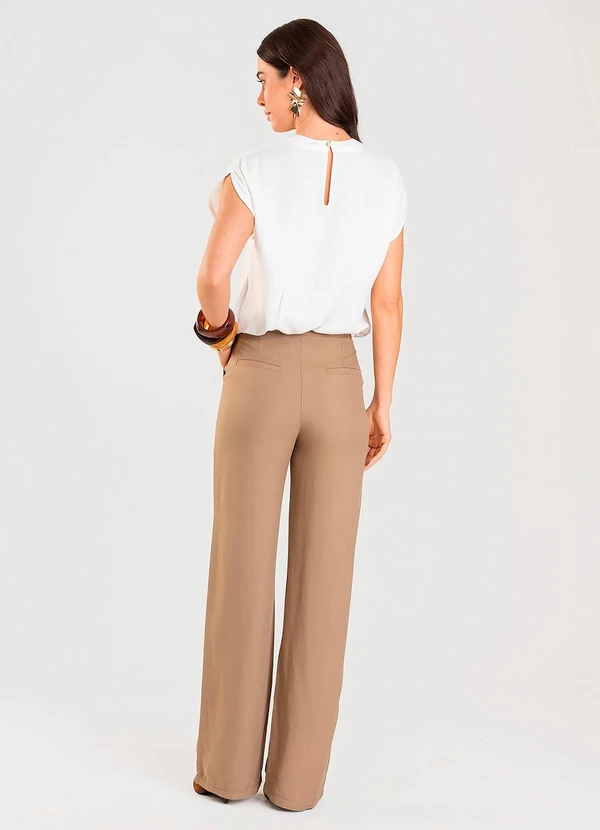 Select - Calça Wide Leg Feminina Marrom 4