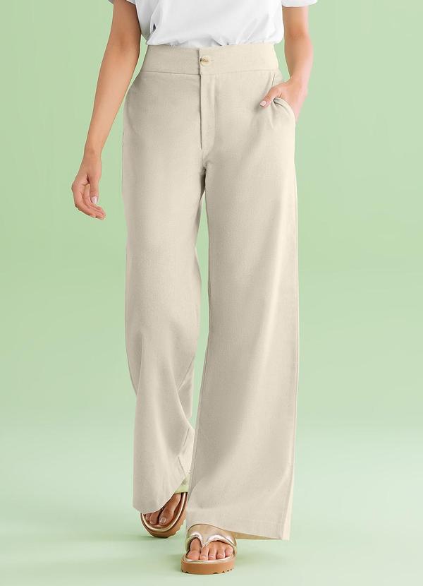 Angel - Calca Wide Leg Linho Bege