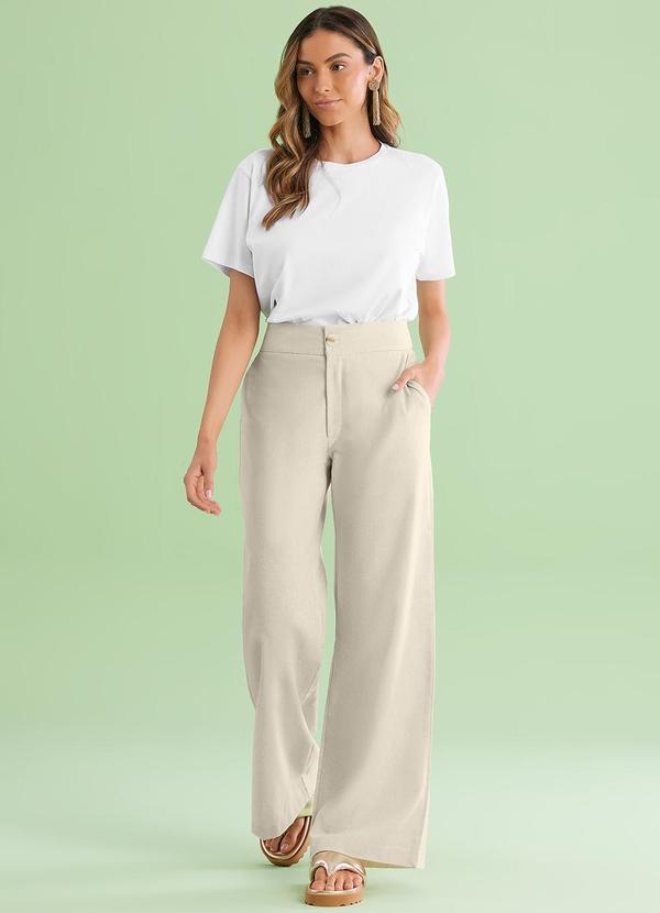 Angel - Calca Wide Leg Linho Bege 2