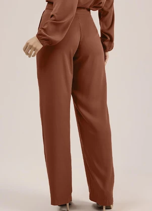 Angel - Calça Wide Leg Viscose Lisa Marrom - ANGEL