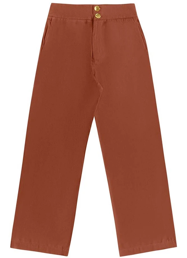 Calça Wide Leg Viscose Lisa Marrom - Angel