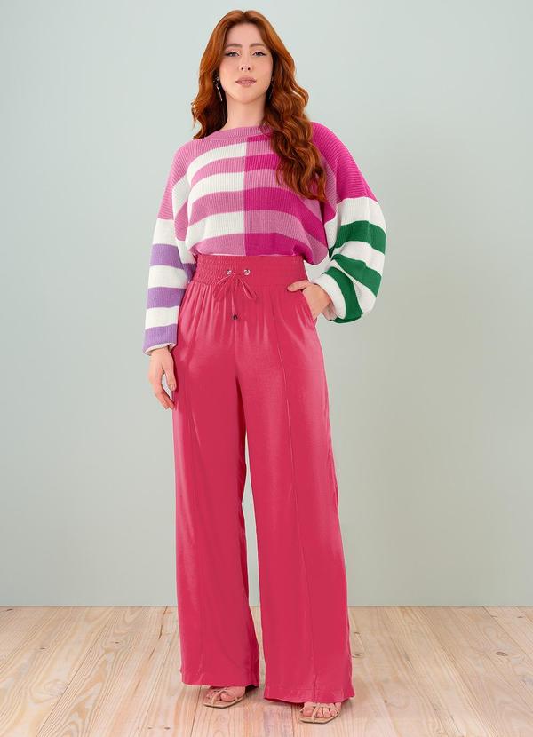 Angel - Calça Wide Leg Viscose Rosa 3